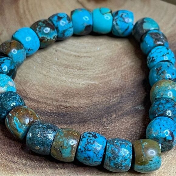 Turquoise beaded stretch bracelet ONE NEW reiki meditation crystal healing 9mm b - Picture 9 of 12